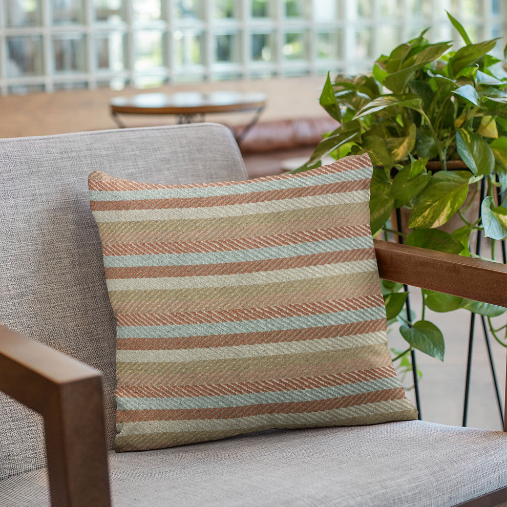 Plutus Brown Tracks Stripe Luxury Throw Pillow, 18"x18"