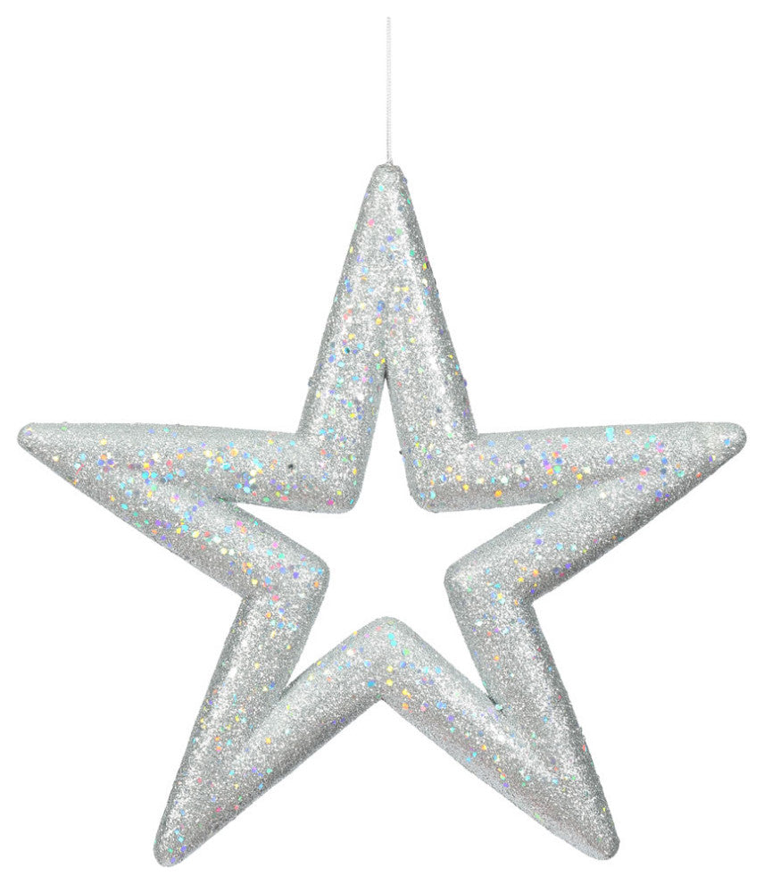 Vickerman L171007 14" Silver Glitter Star Christmas Ornament