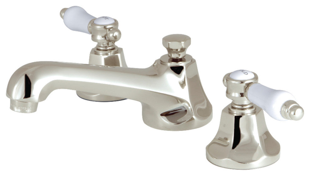 Kingston Brass Widespread Bathroom Faucet With Brass Pop-Up, Polished Nickel
