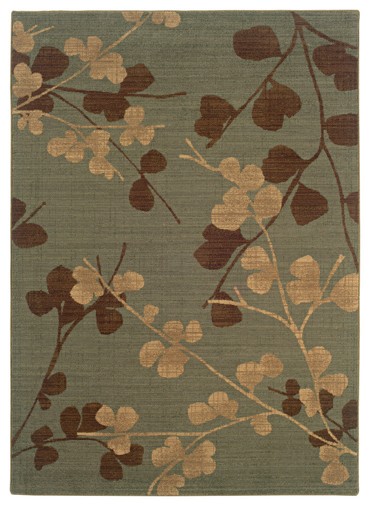 Oriental Weavers Nadira Collection Blue/Brown Floral Indoor Area Rug 4'X5'9"