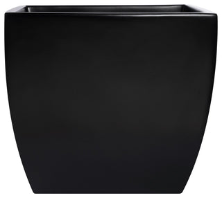Pacifica Square Curved Planter Box, Black, 12"x12"x11"