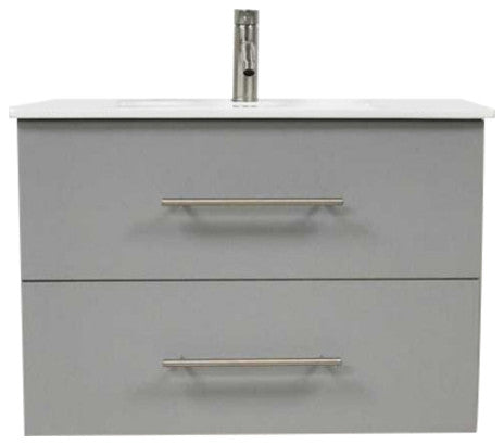 Napa 30" Modern Floating Bathroom Vanity With Round Handles Cabinet Only, Gray
