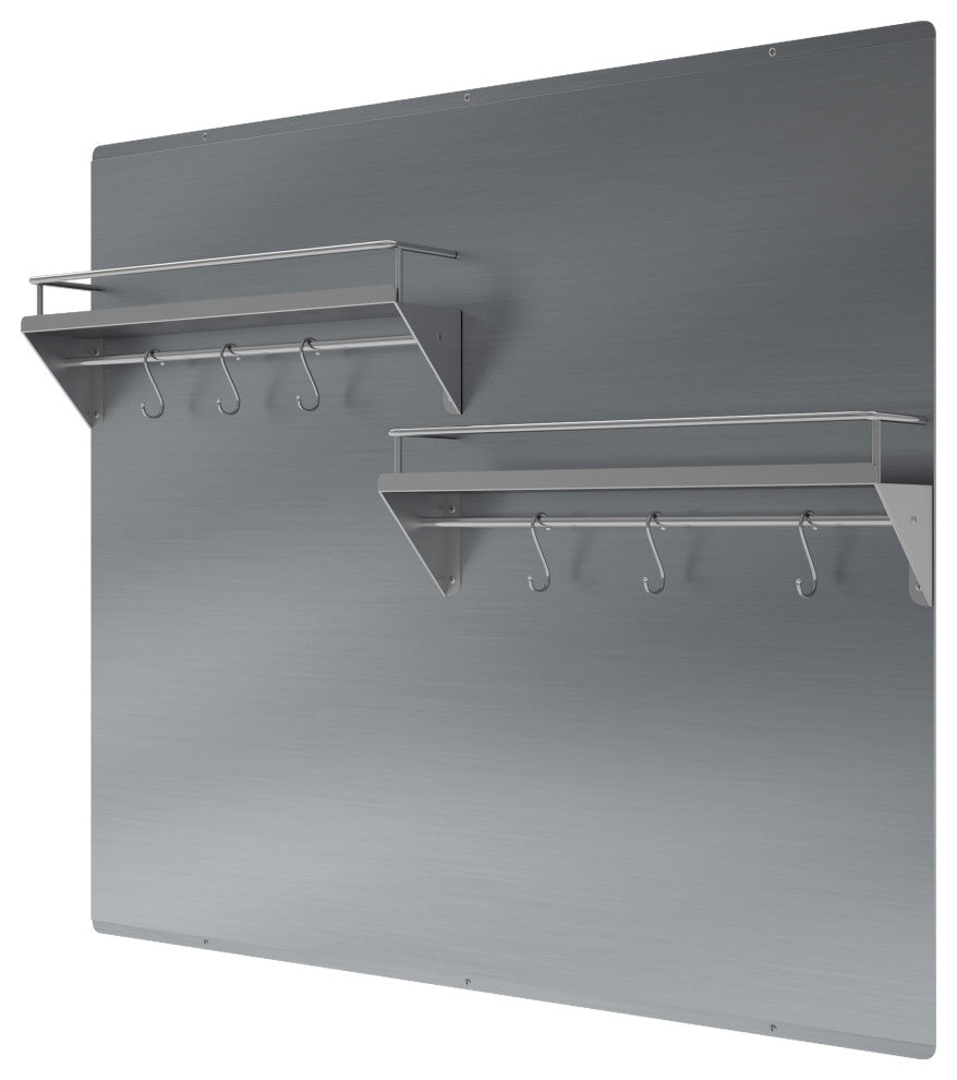 Ancona Stainless Steel Backsplash, Two-Tiered Shelf and Rack, 36 in.