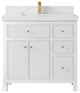 Sonoma 36 Center Sink Reeded Bath Vanity in White 2" Calacatta Laza