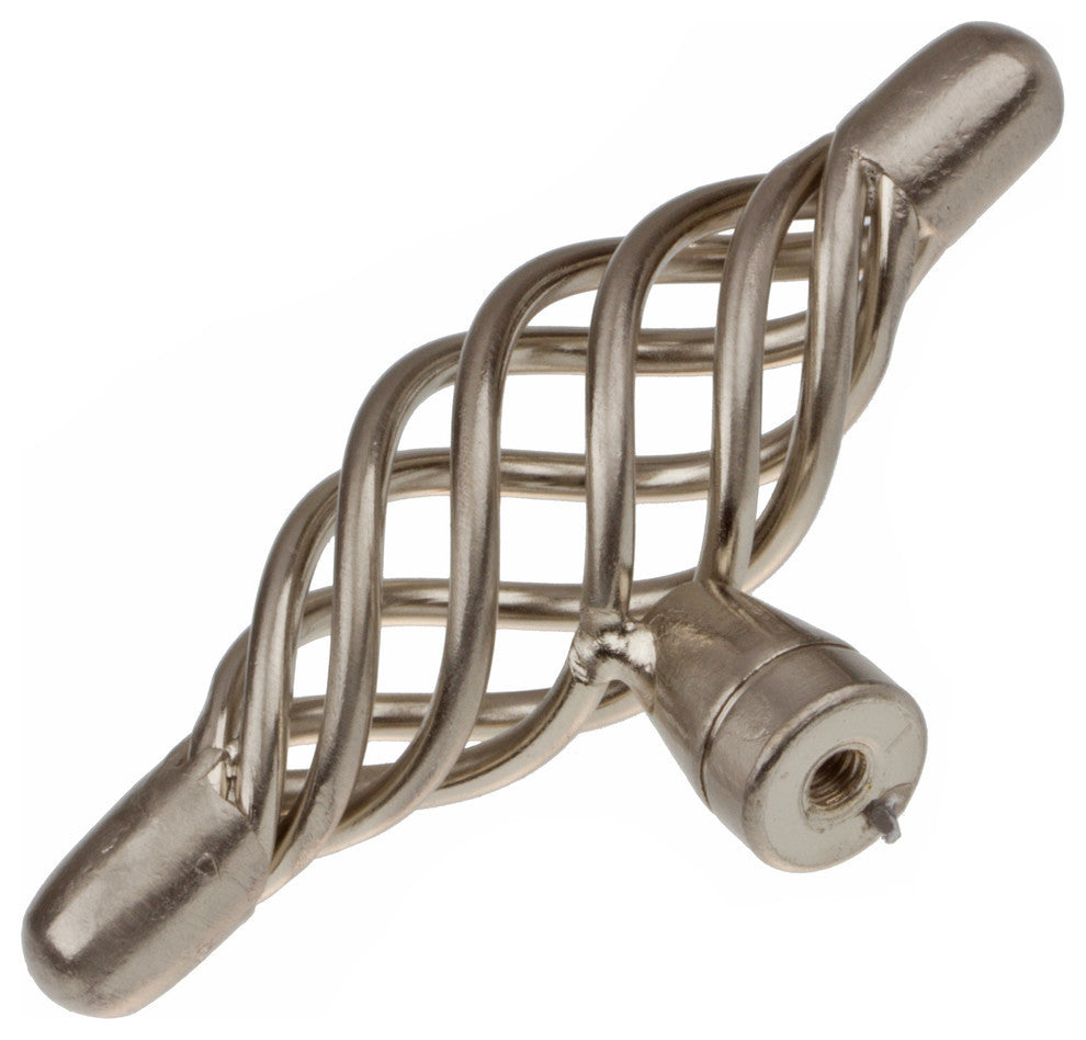 3" T-Handle Birdcage Cabinet Knob, Set of 7, Satin Nickel