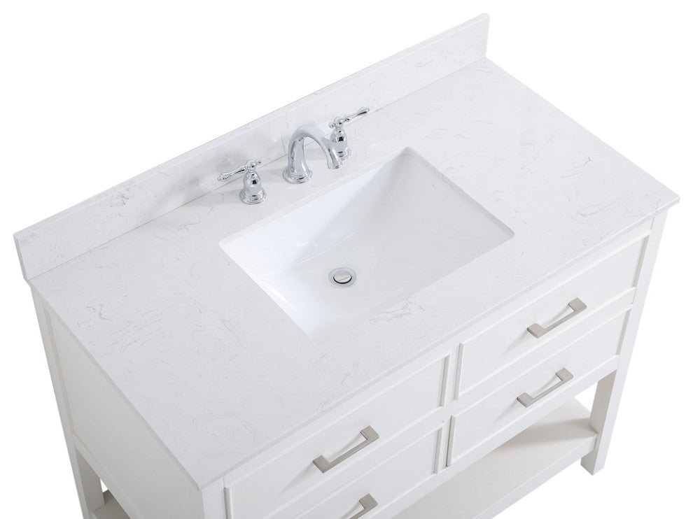 Skylar 42" Single Bathroom Vanity, White, With Backsplash