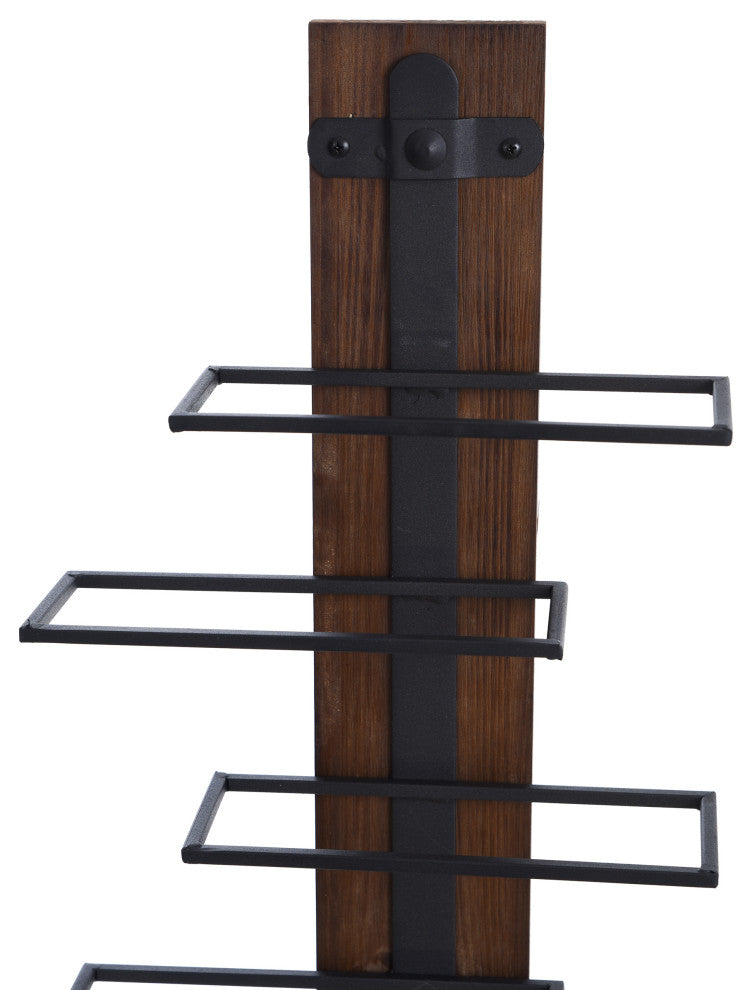 Heath Wood and Metal Wall Wine Holder