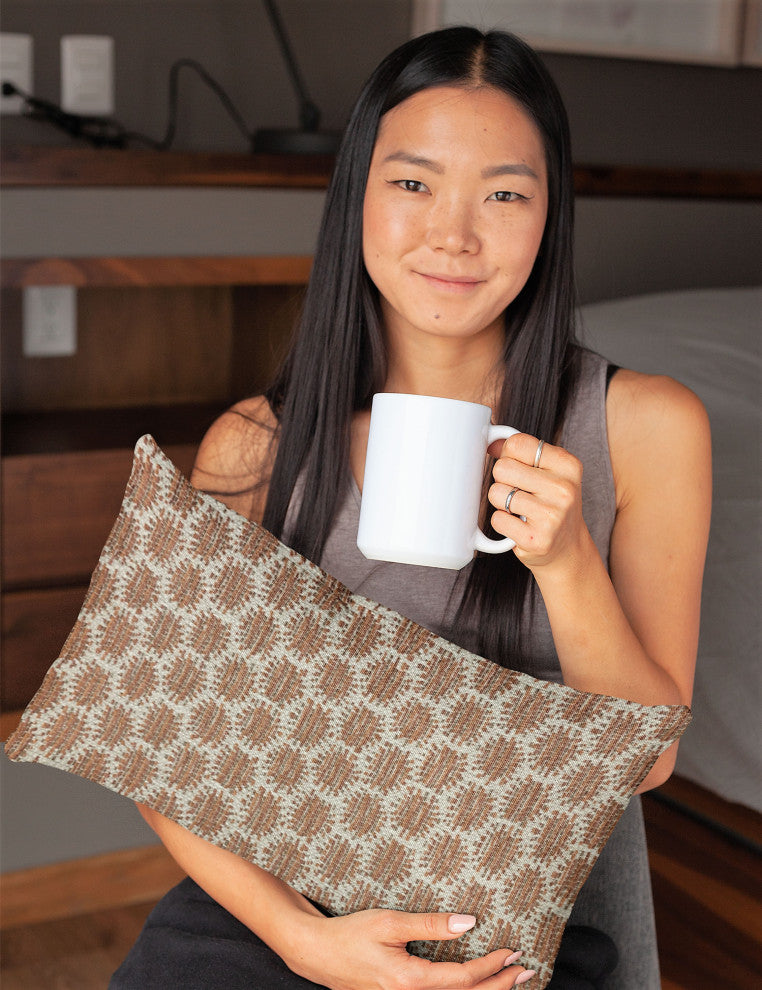 Plutus Brown Eyelashes Dot Luxury Throw Pillow, 12"x20"