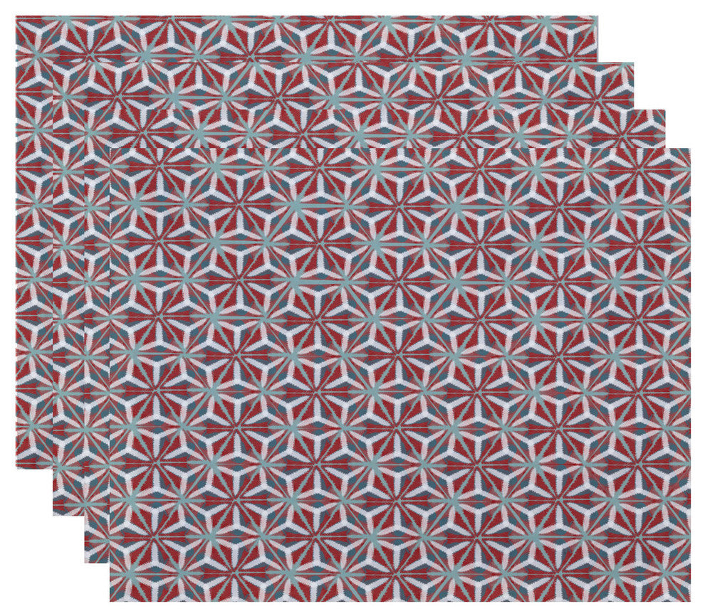 Water Mosaic, Geometric Print Placemat, Set of 4, Coral