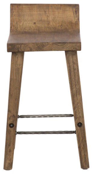 Natural Distressed Armless Elmwood Counter Stool