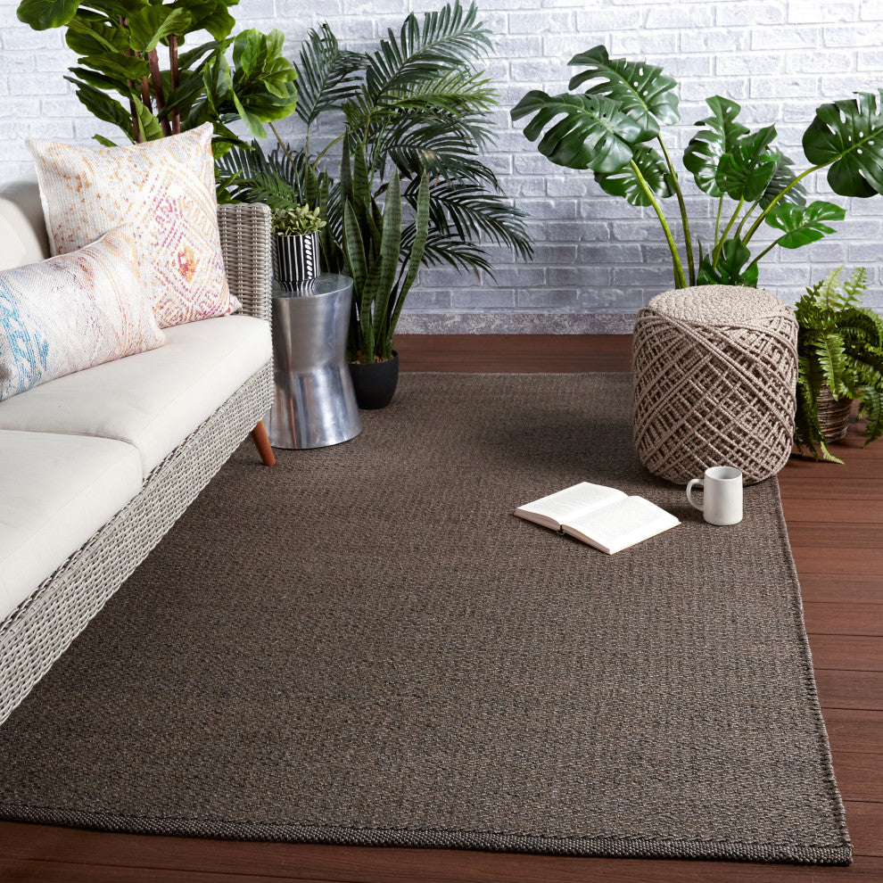 Jaipur Living Ryker Indoor/ Outdoor Solid Brown/ Gray Area Rug, 4'x6'