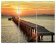 Boat Pier at Sunset, Bridge Triptych Canvas Art Print, 36x28, 3 Panels