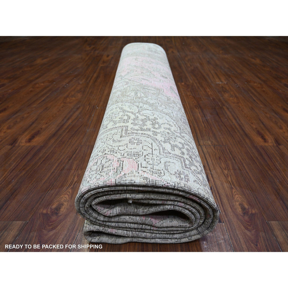 Blush Pink Vintage Tebraz Wool Hand Knotted Oversized Oriental Rug 11'3"x15'9"