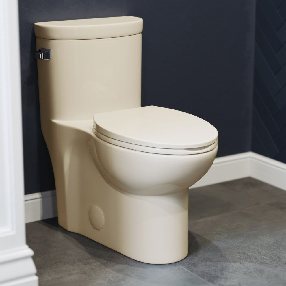 Sublime One Piece Elongated Toilet, Bisque, Single Flush