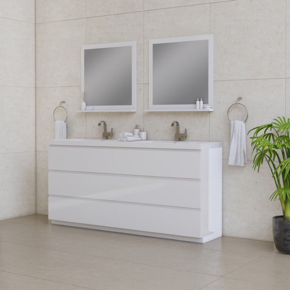 Paterno 72" Double Bathroom Vanity With Sink, White