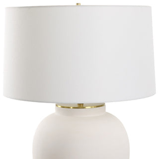 Classic Traditional Minimalist Matte White Table Lamp 29 in Urn Shape Ceramic