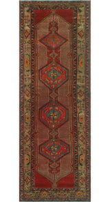 Fine Vintage Distressed Bradon Rust/Charcoal Runner, 4'2x12'9