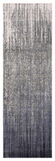 Gray and Blue Pure Wool Hand Knotted Modern Ombre Design Runner Rug, 2'6"x8'0"