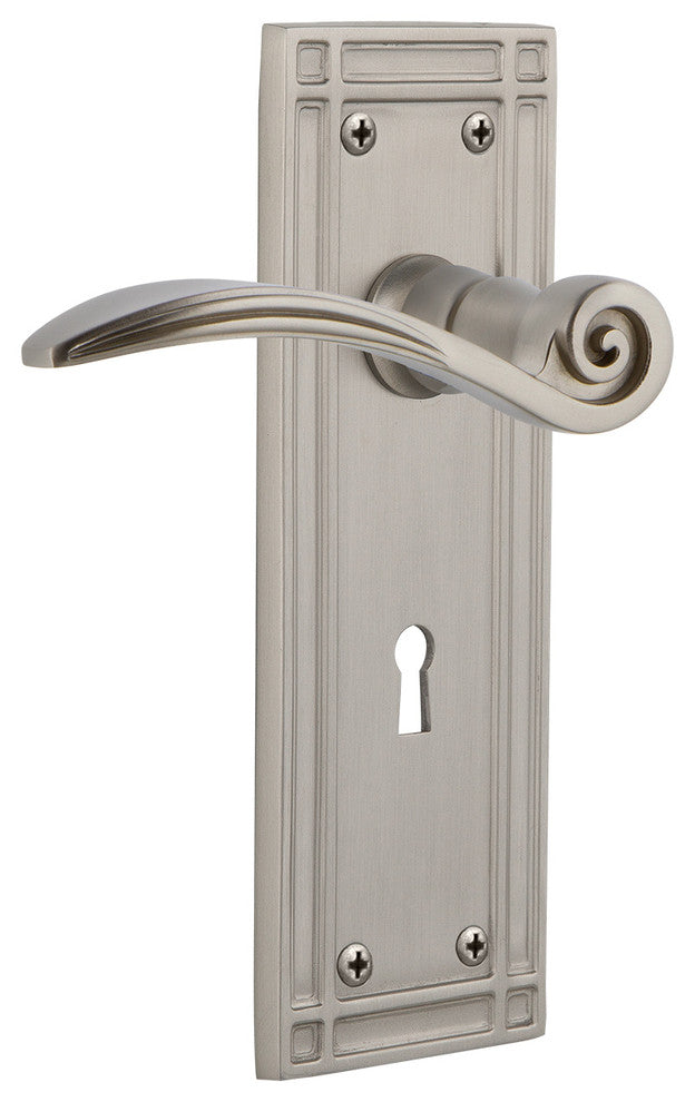 Mission Plate With Keyhole Swan Lever, Satin Nickel, Passage, Non-Handed