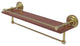 Que New 22" Wood Shelf with Gallery Rail and Towel Bar, Satin Brass