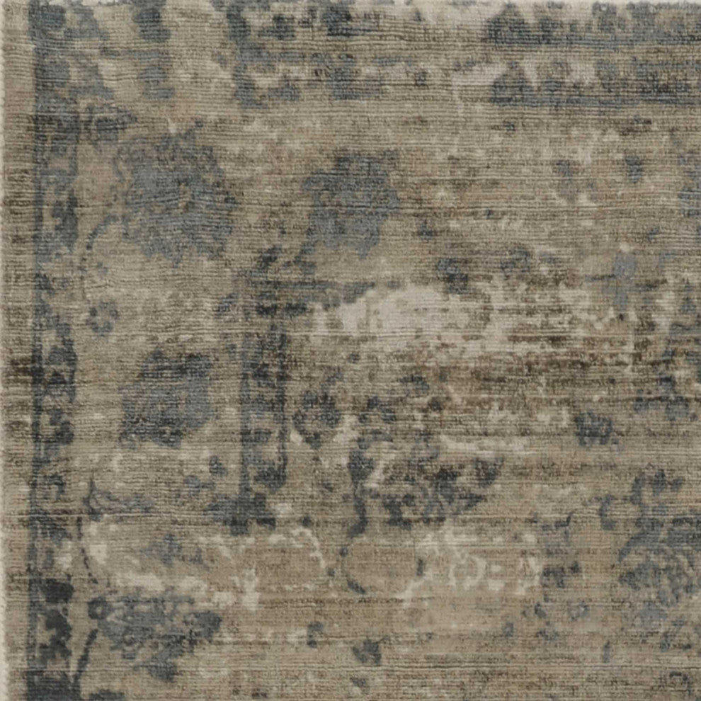 HomeRoots 5' x 7' Viscose Sand or Blue Area Rug