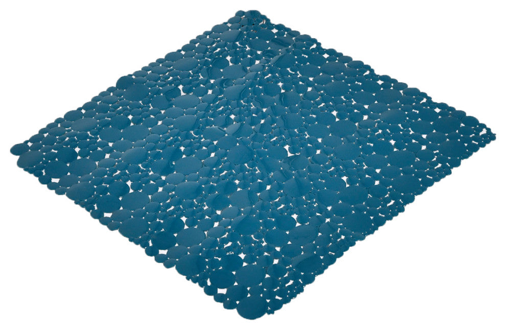 Bubbles Non-Slip Square Shower Mat 20"³L X 20"³W, Peacock Blue