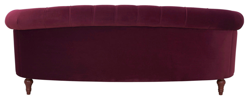 La Rosa Victorian Chesterfield Tufted Sofa, Burgundy Velvet