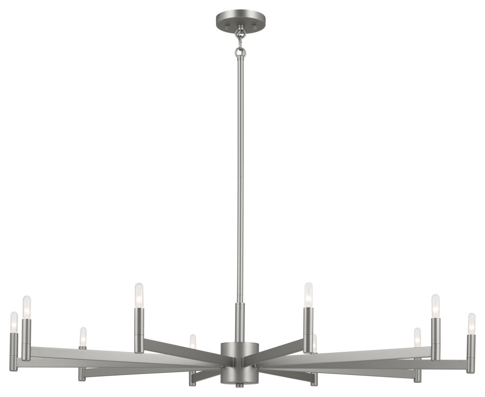 Erzo 48" 10 Light Chandelier, Satin Nickel