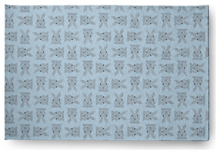 Criss Cross Bunnies Easter Chenille Rug, After Rain Blue, 2'x3'