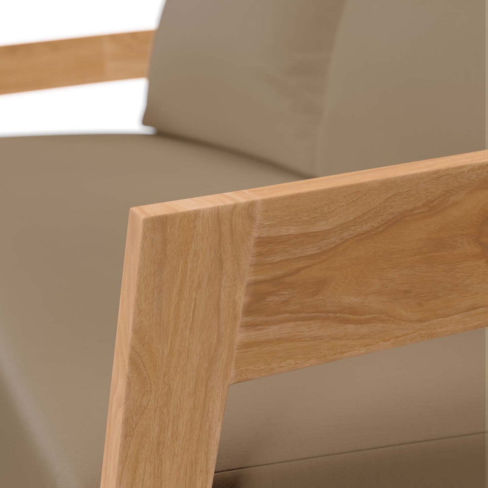 Lounge Loveseat Sofa, Brown Natural, Teak Wood, Modern, Outdoor Hospitality