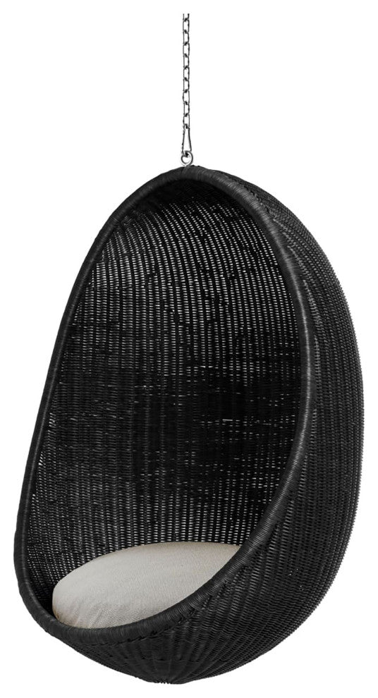 Nanna Ditzel Hanging Egg Chair Black Sunbrella Sailcloth Seagull Chain