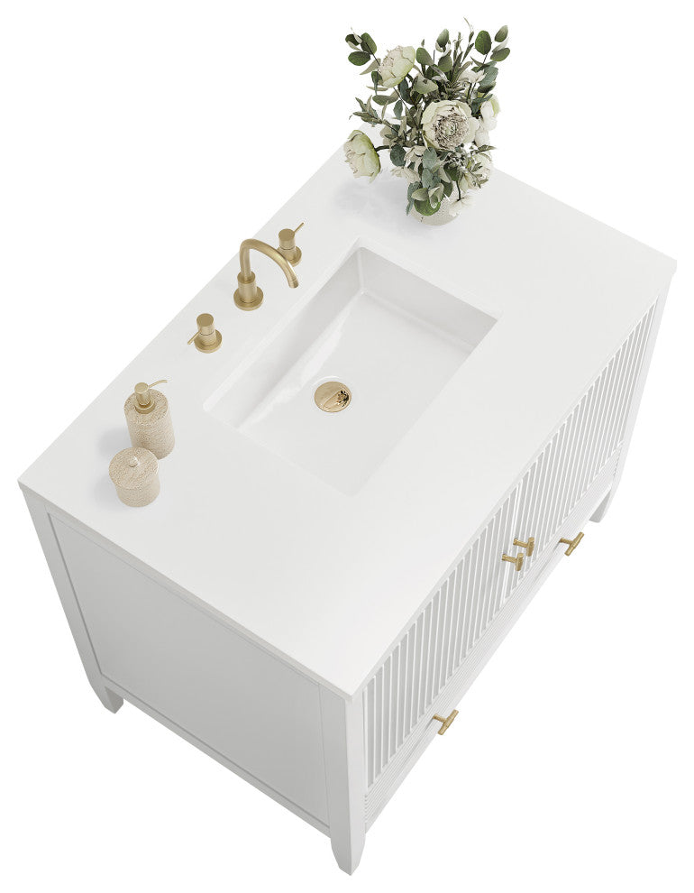 Myrrin 36" Vanity, Bright White, 3 CM White Zeus Top