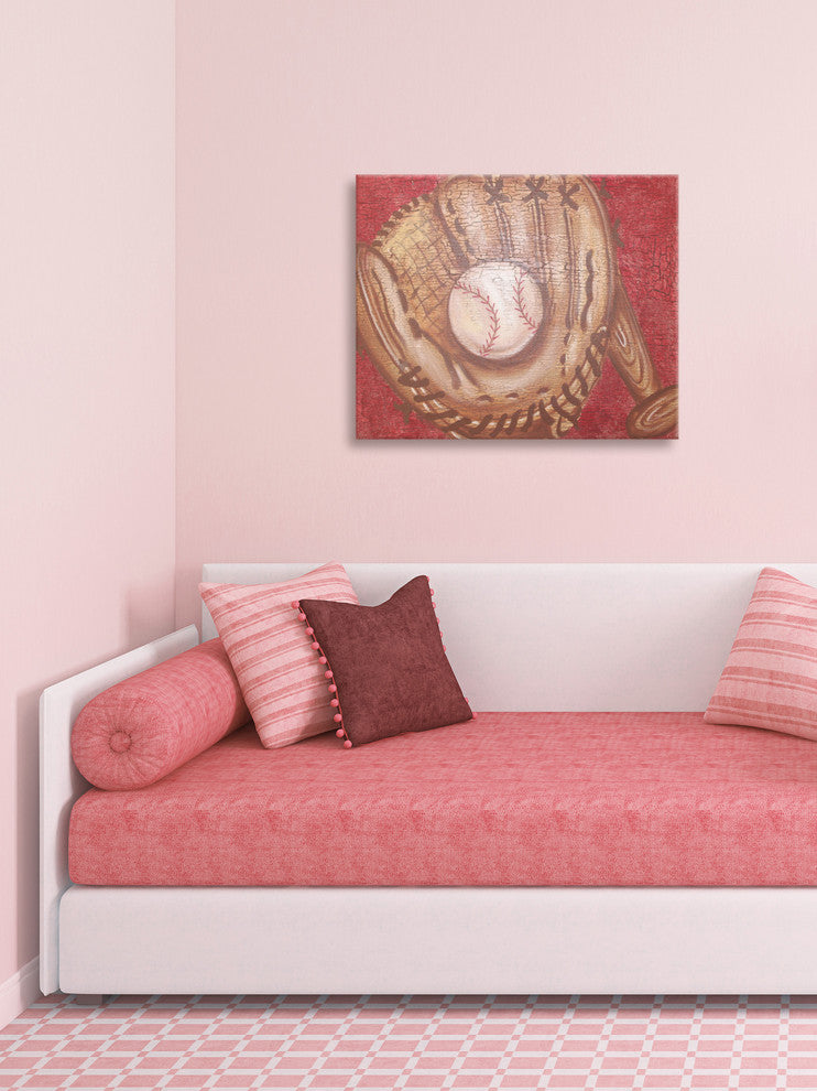 Marmont Hill, "Crackle Baseball" by Reesa Qualia Print on Wrapped Canvas, 48x40