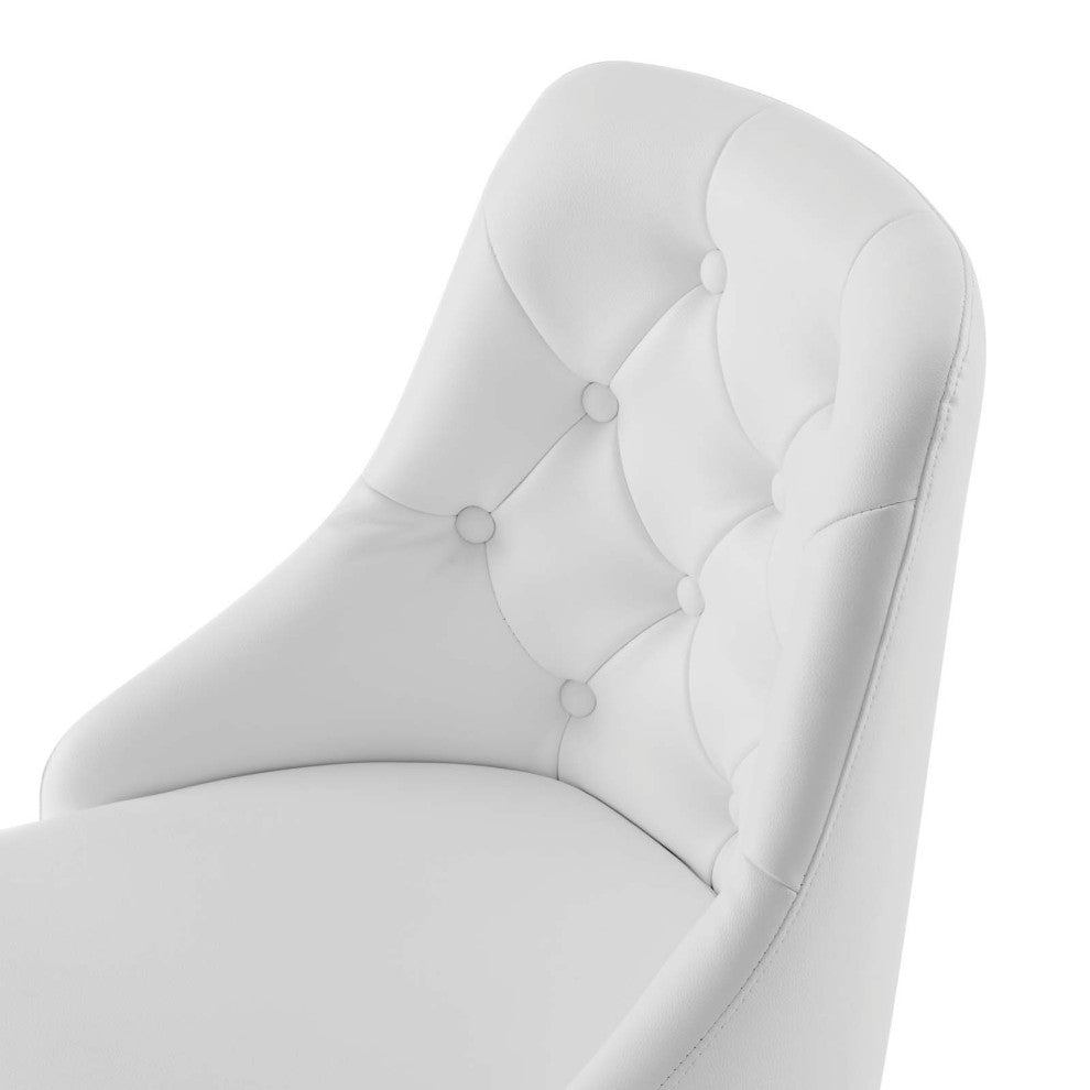 Computer Work Swivel Tufted Chair, Faux Vegan Leather, Black White, Home Office
