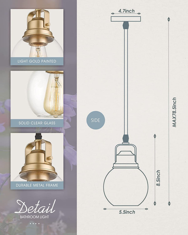 Vintage Gold Pendant Light Loft Light Fixtures for Kitchen