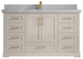 Boston 60" Single Bathroom Vanity in Fine Grain 2" Pearl Gray