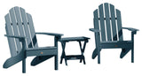 Westport 3-Piece Adirondack Chair and Side Table Set, Nantucket Blue