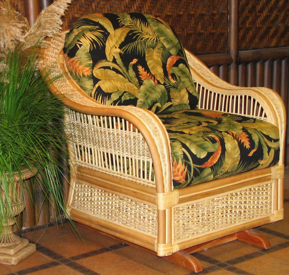 Spice Island Single Glider in Natural, Midnight Fabric