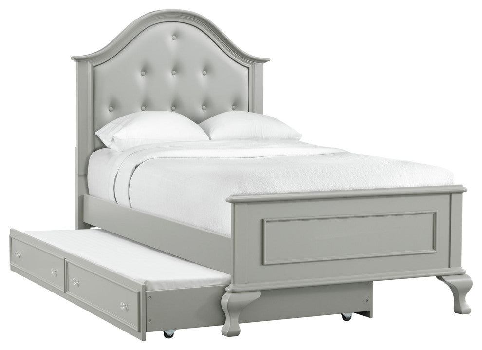 Jesse Twin Panel Bed With Trundle, Gray