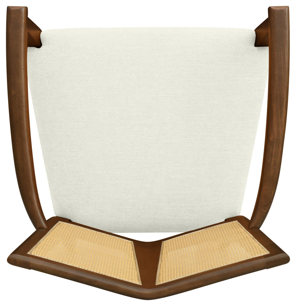 GDF Studio Modern Rattan Backrest Dining Chairs, Seat, Set of 2, Walnut/Beige