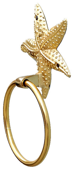 Brass Starfish Towel Holder 9"