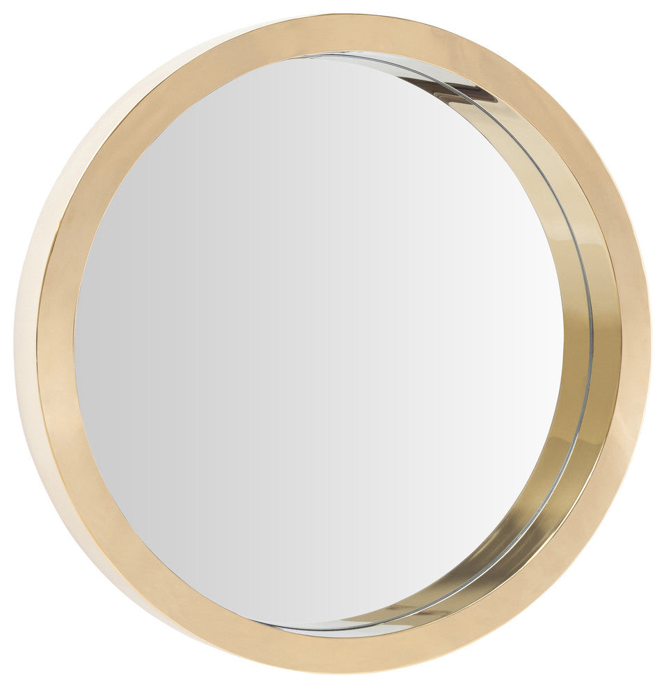 Julia 24-inch Polished Gold Stainless Round Wall Mirror