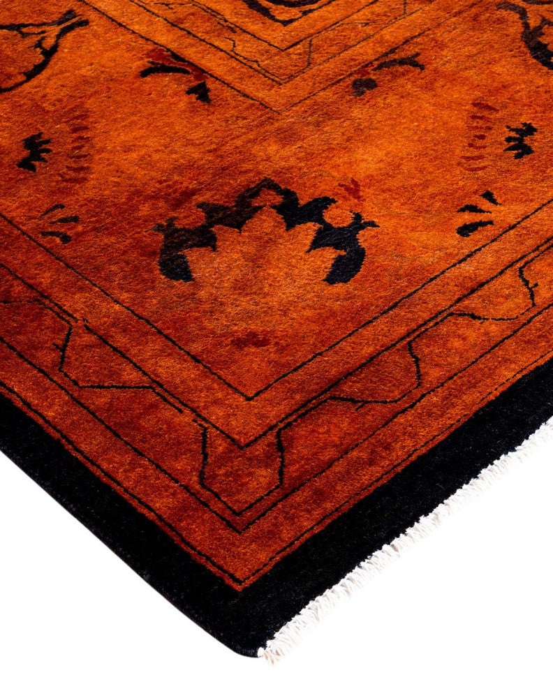 Overdyed, One-of-a-Kind Hand-Knotted Area Rug Orange, 9'2"x11'6"