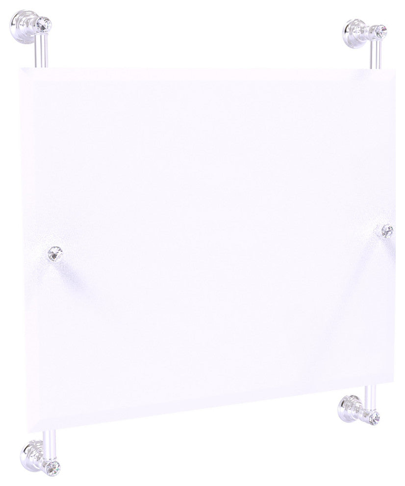 Carolina Crystal Landscape Frameless Rail Mounted Mirror, Polished Chrome
