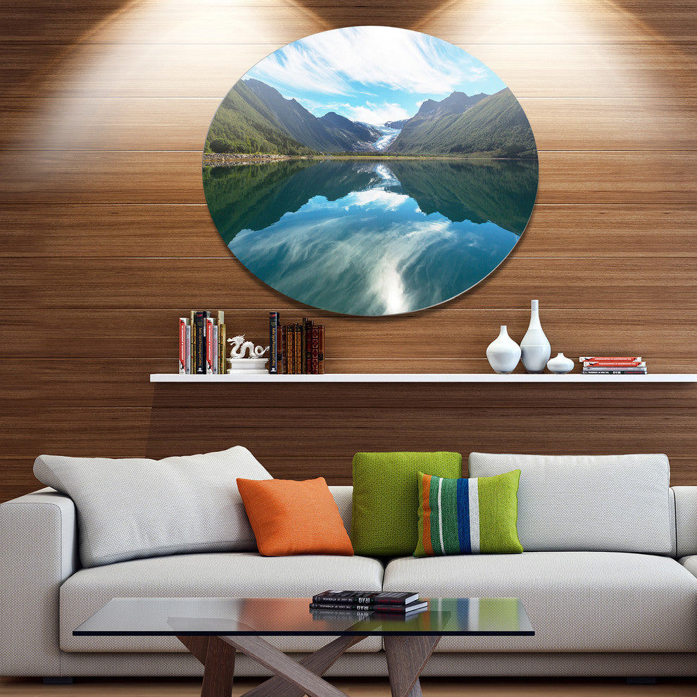 Svartisen Glacier In Norway, Landscape Round Wall Art, 11"