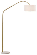 Aero Retractable Arch Floor Lamp, Antique Brass