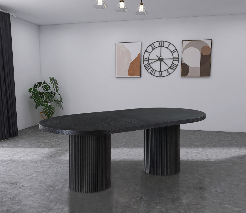 Belinda Oak Wood Dining Table, Black