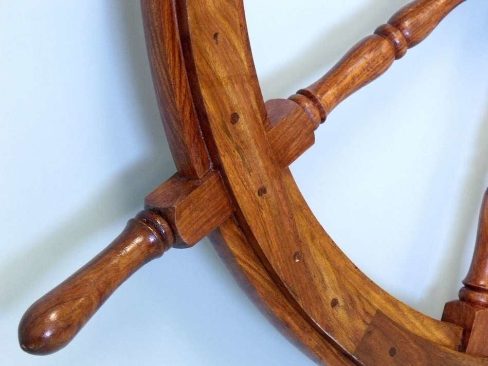 Model Ship Wheel, Brass and Wood, Large, 48"