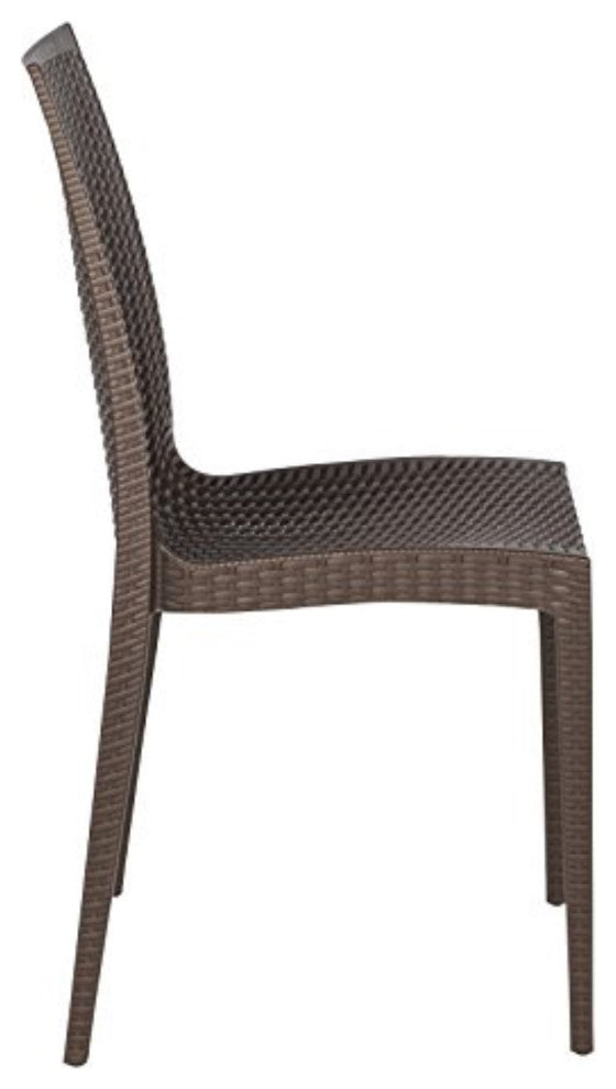 LeisureMod Weave Mace Indoor/Outdoor Dining Chair, Armless, Set of 4