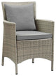 Conduit Outdoor Patio Wicker Rattan Dining Armchair, Light Gray Gray